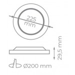 Downlight LED Redondo 18W IP54, corte 200mm